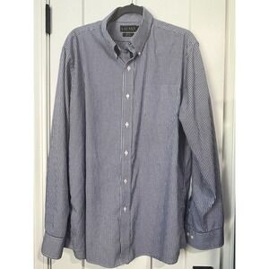 Lauren Ralph Lauren Dress Shirt Mens 17.5 36/37 Blue Gingham Slim Fit Non Iron